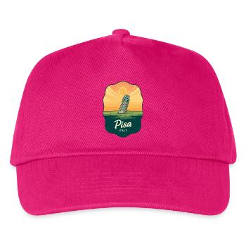 Pisa Schiefer Turm Vintage Sunset Abzeichen - Kinder Basecap - Fuchsia - Vorne
