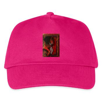 Rotes Pferd auf geometrischem Teppich - Kinder Basecap - Fuchsia - Vorne