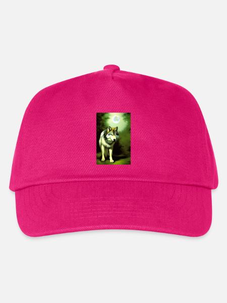 Wolf und Mond - Kinder Basecap - Fuchsia