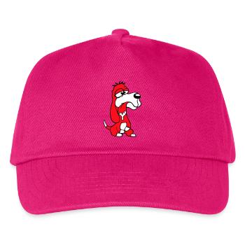 Dog Sitting Drooling Spit Tongue Funny Silly Comic - Kids’ Baseball Cap - fuchsia - Front