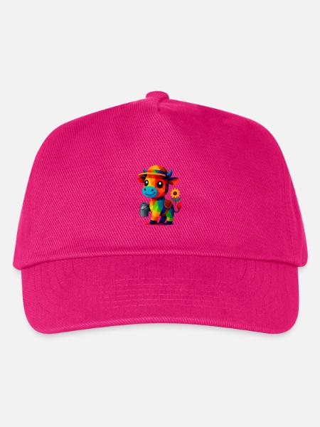 WPAP Polygon Kawaii Stil Tier Baby Kuh Milchkanne - Kinder Basecap - Fuchsia