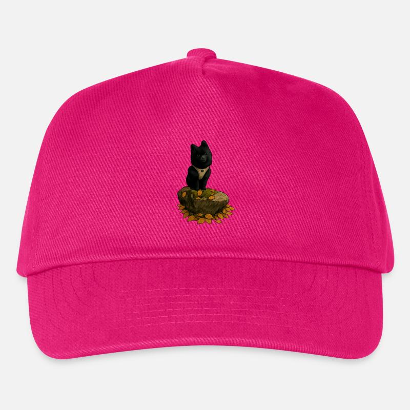 Schwarzer Spitz Hund auf Baumstamm - Kinder Basecap - Fuchsia