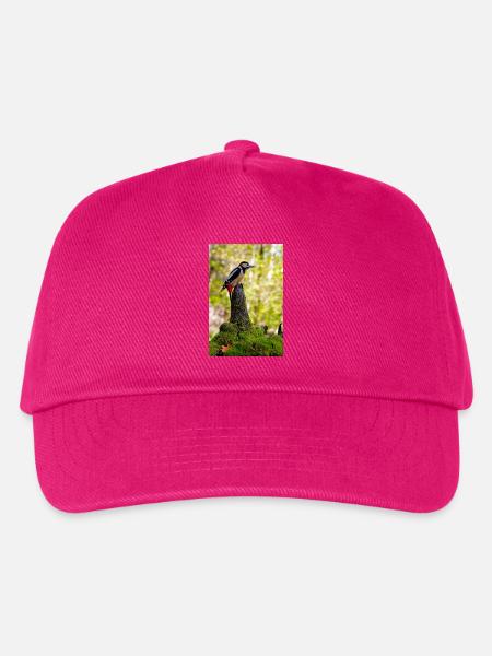 Crimson Crest Woodpecker Forest - Kinder Basecap - Fuchsia