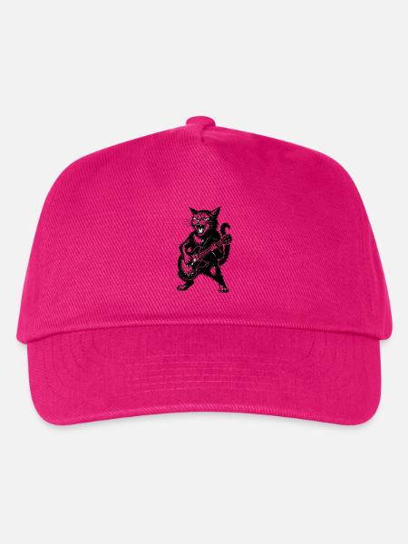 Wütige Katze mit E-Gitarre - Kinder Basecap - Fuchsia