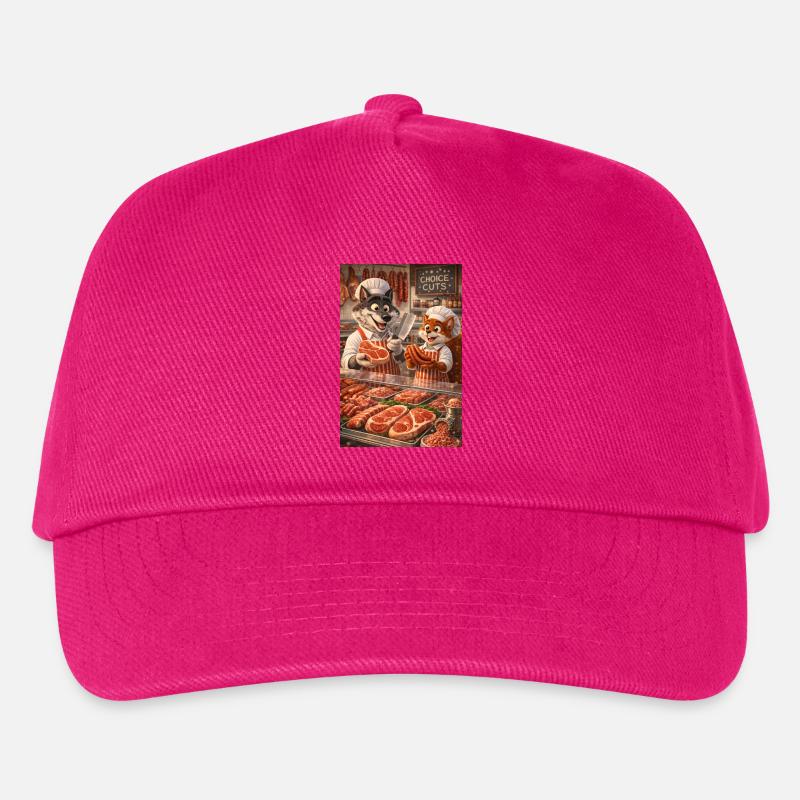 Herr Wolf und Herr Eichhörnchen in einer Metzgerei - Kinder Basecap - Fuchsia