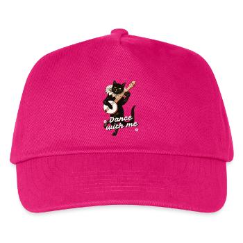 Dance with Me – Schwarze Katze mit Banjo - Kinder Basecap - Fuchsia - Vorne