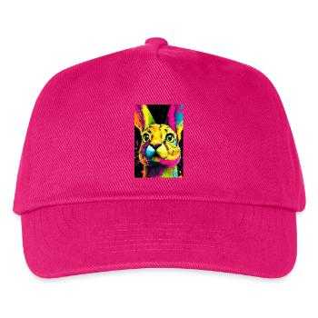 Bunter Hasenkopf  Pop-Art - Kinder Basecap - Fuchsia - Vorne