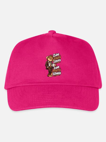 Zum Schlafen geboren, zum Arbeiten gezwungen Affe - Kinder Basecap - Fuchsia