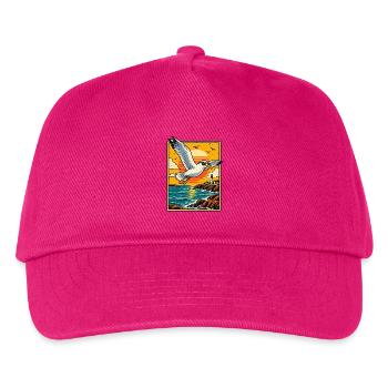 Retro-Möwe bei Sonnenuntergang - Kinder Basecap - Fuchsia - Vorne