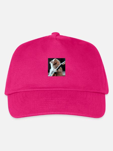 Perserkatze Negan mit E-Gitarre - Kinder Basecap - Fuchsia
