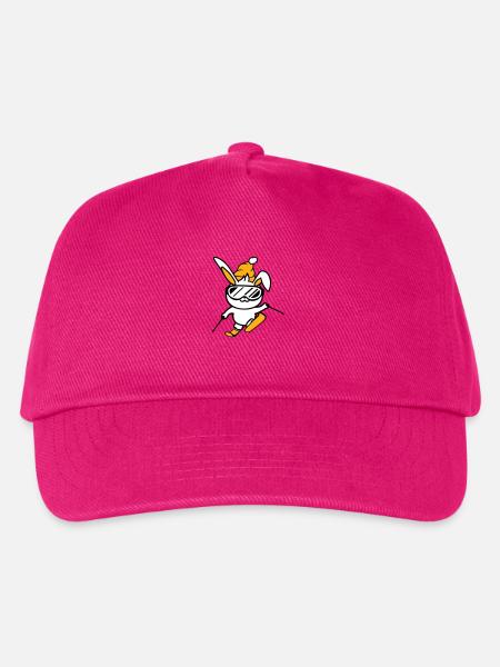 Hase Skibrille Skihase Skifahren Ski Brille Mütze - Kinder Basecap - Fuchsia