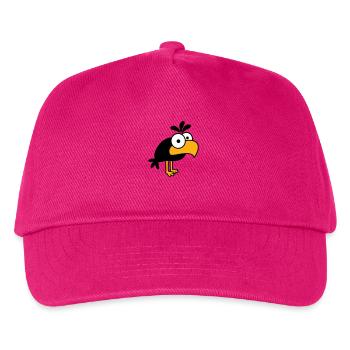 Rabe Comic Vogel steht guckt lustig Cartoon Humor - Kinder Basecap - Fuchsia - Vorne