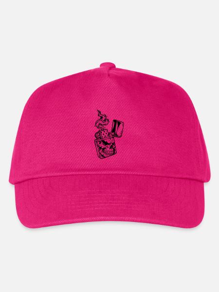 Schädel in einem brennenden Feuerzeug – makabre Gotik - Kinder Basecap - Fuchsia