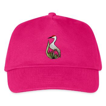 Kranich in Aquarell Pflanzenlandschaft - Kinder Basecap - Fuchsia - Vorne