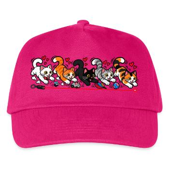 Katzenrennen – Fang den roten Punkt! - Kinder Basecap - Fuchsia - Vorne