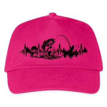 Angler Herzschlag EKG Fischer Boot Natur - Kinder Basecap - Fuchsia - Vorne