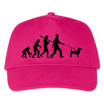 Evolution Gassi gehen Hund Steinzeit Entwicklung C - Kinder Basecap - Fuchsia - Vorne