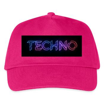Techno Neon Glitch Text - Kinder Basecap - Fuchsia - Vorne