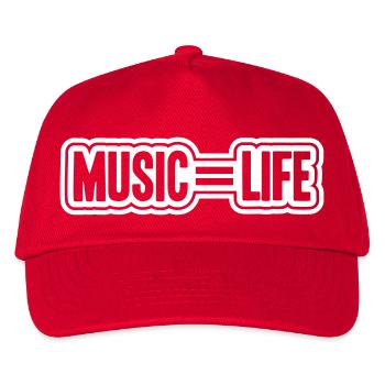 Music ist Life Musik = Leben Gleichheitszeichen - Kinder Basecap - Rot - Vorne