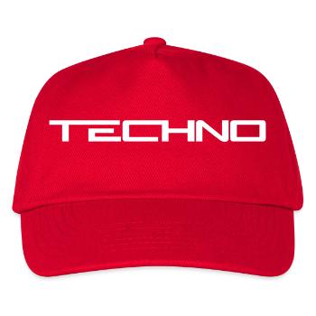 Techno Liebe Zitat Spruch Musik Party Feiern Logo - Kinder Basecap - Rot - Vorne