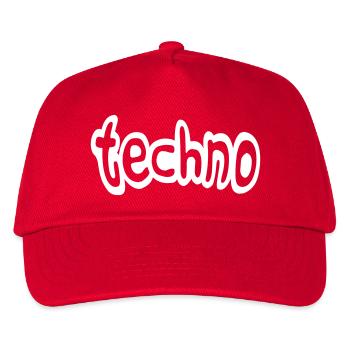 Techno Liebe Zitat Spruch Musik Party Feiern Logo - Kinder Basecap - Rot - Vorne