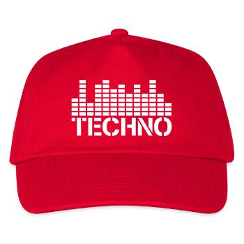 Techno Liebe Equalizer Wellen Musik Party Logo - Kinder Basecap - Rot - Vorne