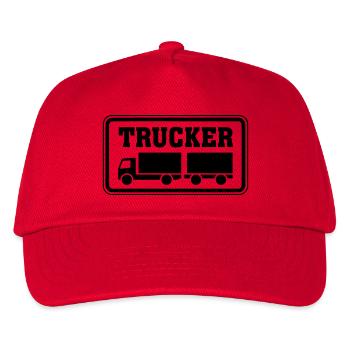 Schild Trucker Hängerzug Gliederzug - Kinder Basecap - Rot - Vorne