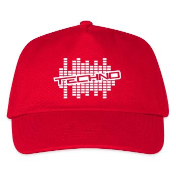 Techno Liebe Zitat Spruch Musik Party Feiern Logo - Kinder Basecap - Rot - Vorne