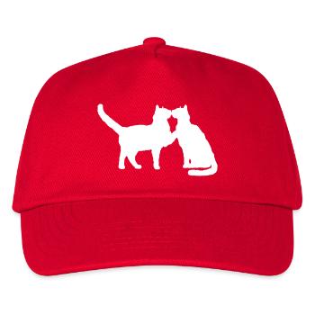2 Katzen Küssen Pärchen Zwei Freunde Schmusen Paar - Kinder Basecap - Rot - Vorne