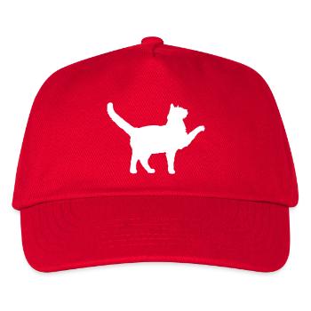 Katze Silhouette Begrüßen Pfote Strecken Betteln - Kinder Basecap - Rot - Vorne