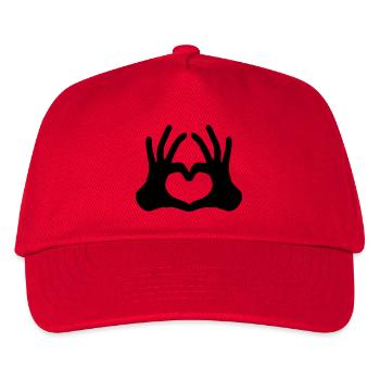 umriss 2 haende paar team hand zeichen halbes herz - Kinder Basecap - Rot - Vorne