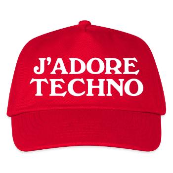 J'adore Techno - Kinder Basecap - Rot - Vorne