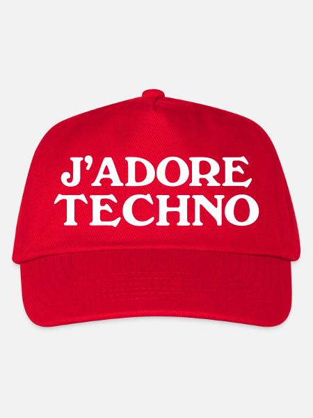 J'adore Techno - Kinder Basecap - Rot