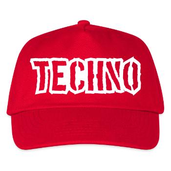 Techno Liebe Zitat Spruch Musik Party Feiern Logo - Kinder Basecap - Rot - Vorne