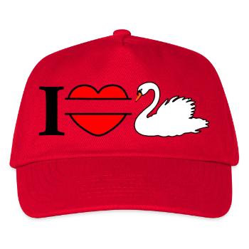 Ich liebe meinen weißen Schwan - Kinder Basecap - Rot - Vorne