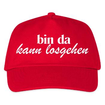 bin da kann losgehen weiß - Kinder Basecap - Rot - Vorne