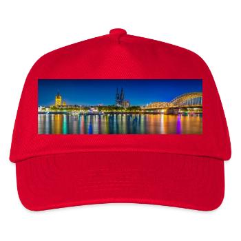 Nachtansicht Köln am Rhein - Kinder Basecap - Rot - Vorne