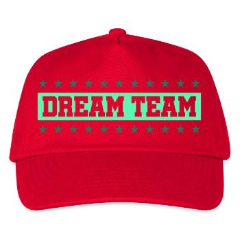 DREAM TEAM Retro Neon Typography - Kinder Basecap - Rot - Vorne