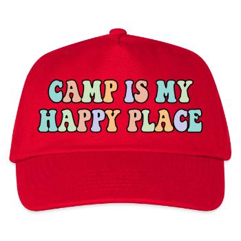 Camp ist mein glücklicher Ort Camping Lover Shirt - Kinder Basecap - Rot - Vorne