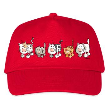 Funny Cats - Katzen - Kinder Basecap - Rot - Vorne