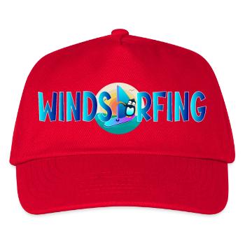Windsurfing Penguin - Kinder Basecap - Rot - Vorne