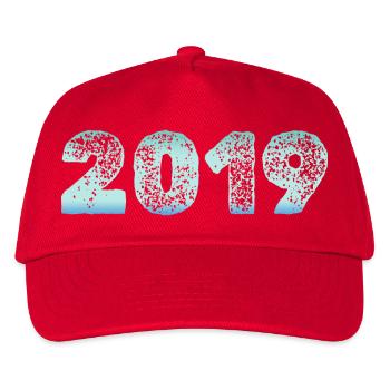 2019 mit künstlerischem Wasserfarben-Design - Kinder Basecap - Rot - Vorne