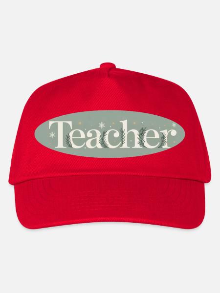 Winterlicher Lehrer Schriftzug Tannenzweige - Kinder Basecap - Rot