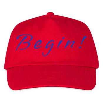 Begin! – Minimalistic Positive Mindset Design - Kinder Basecap - Rot - Vorne