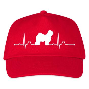 TIBET TERRIER heartbeat Herzschlag - Kinder Basecap - Rot - Vorne