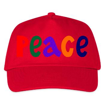 Farbige Buchstaben mit dem Wort Frieden "Frieden" - Kinder Basecap - Rot - Vorne