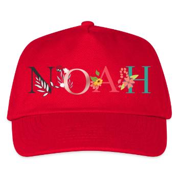 Art du nom NOAH avec des fleurs brodées - Casquette de baseball Enfant - rouge - Devant