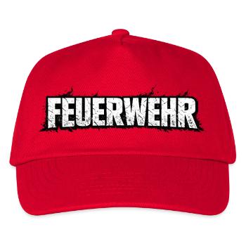 Feuerwehr Distressed Schriftzug - Kinder Basecap - Rot - Vorne