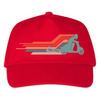  Rollerfahrer Moped Motor-Scooter Fahrer 70s 80s - Kinder Basecap - Rot - Vorne