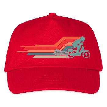  50cc Mofa Mofaroller Moped Mofafahrer Vintage - Kinder Basecap - Rot - Vorne